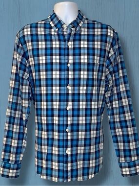RYE by Hawker Rye Blue Plaid Button-Down Shirt Men’s L Slim Fit 100% Cotton